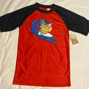 THERE ABOUTS ~ Boys XL Swim Short Sleeve Shirt  ~ UPF 50 ~ Red/Navy Blue
